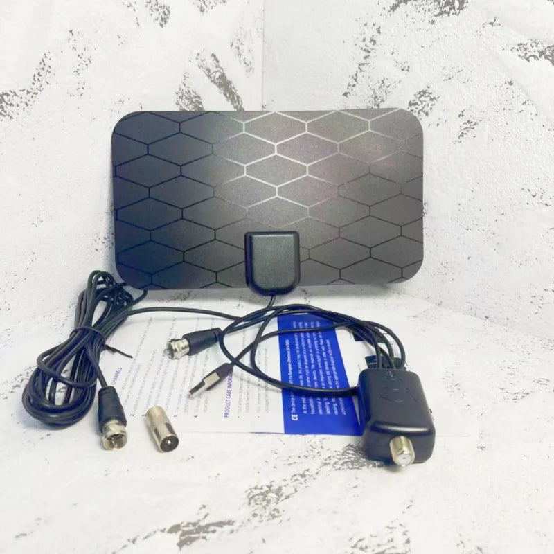 4K High Gain Grid Digital TV Antenna with EU Plug Indoor High Definition Flat Design Television Antenna for Clear Picture Qualit Oasis Select daifangdaqi