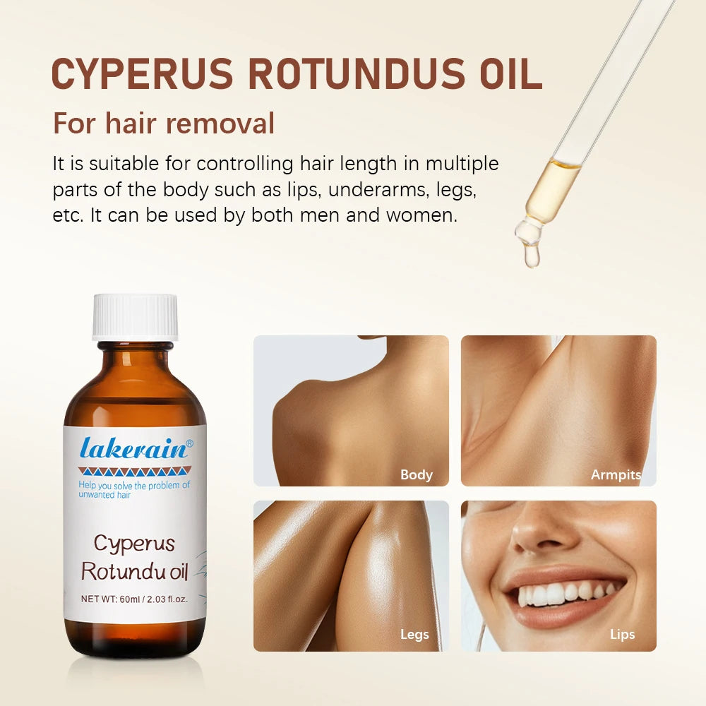 Semi-permanent Cyperus Rotundus Oil Hair Remover Armpit Legs Arms Hair Growth Inhibitor Beauty Skin Care Body Essential Oil Oasis Select