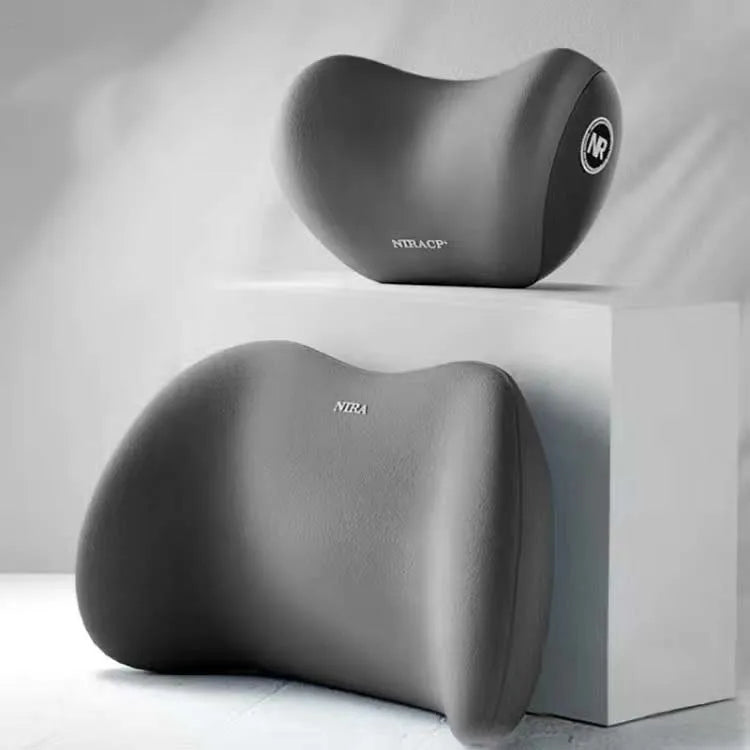 Car Headrest, Lumbar Support, Shoulder Pillow, Car Pillow, Memory Cotton Waist Backrest Cushion, Household Automotive Products Oasis Select set Grey