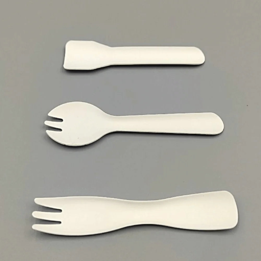 100Pcs Individual Packing Disposable Spoon Fork Eco-Friendly Degradable Mini Paper Fork Spoon Thickened Durable Oasis Select