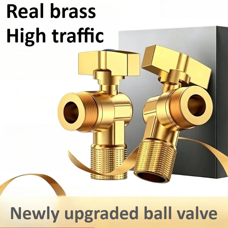 Brass Large Flow Water Stop Valves Hot and Cold Water G1/2" with Handle Bathroom Kitchen Sink Durable Stop Valve Oasis Select