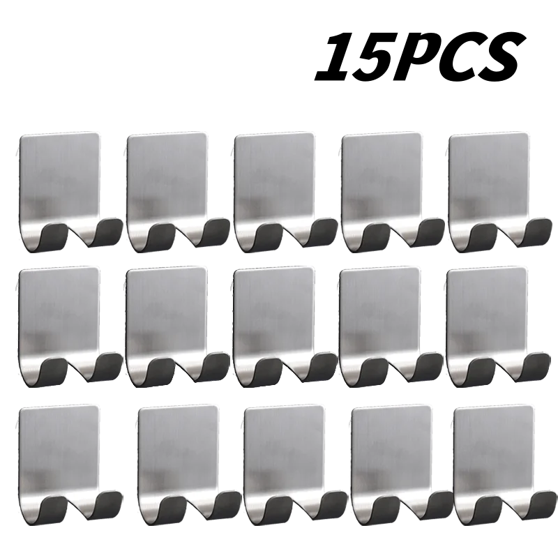 1-15PCS No-Punch Razor Holder Adhesive Razor Storage Hook Bathroom Razor Waterproof Wall Hook Bathroom Shelf Razor Holder Oasis Select Sliver 15PCS