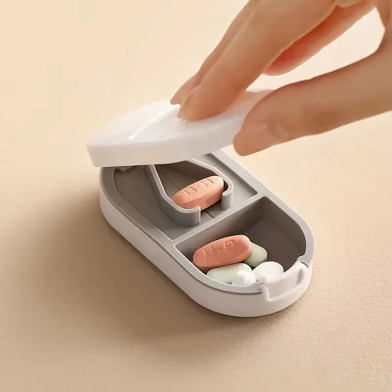 Portable Multiple Pill Cutter with Storage Box Pill Crusher Adjustable Pill Splitter Stainless Steel Cutting Blade Oasis Select WHITE
