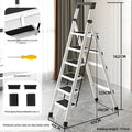 Home ladder stool folding zigzag ladder anti slip pedal ladder indoor and outdoor multifunctional portable ladder Oasis Select Six steps white