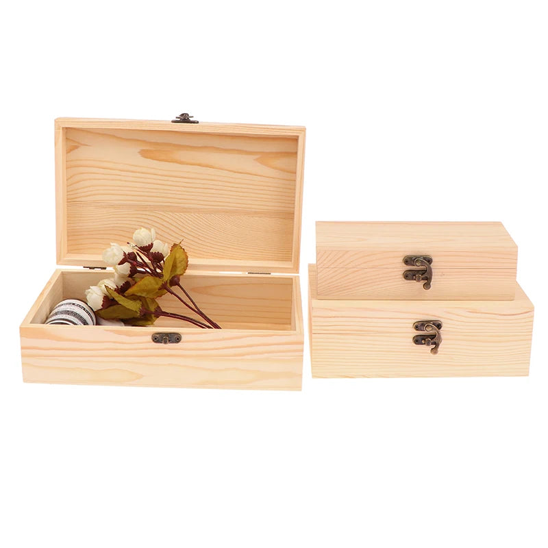 Rectangular Wooden Storage Box Organizer Wooden Storage Case Simple Storage Container Dust-Proof With Lock Jewelry Box Case Oasis Select