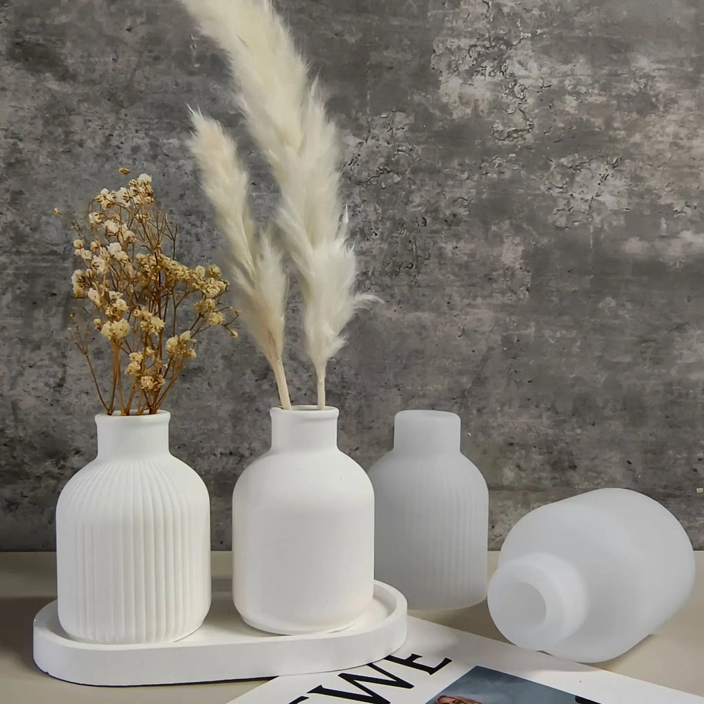 Stripes Vase Silicone Mold DIY Gypsum Vase 3D Ornaments Molds Epoxy Plaster Concrete Flower Pot Mould Gardening Decoration Oasis Select