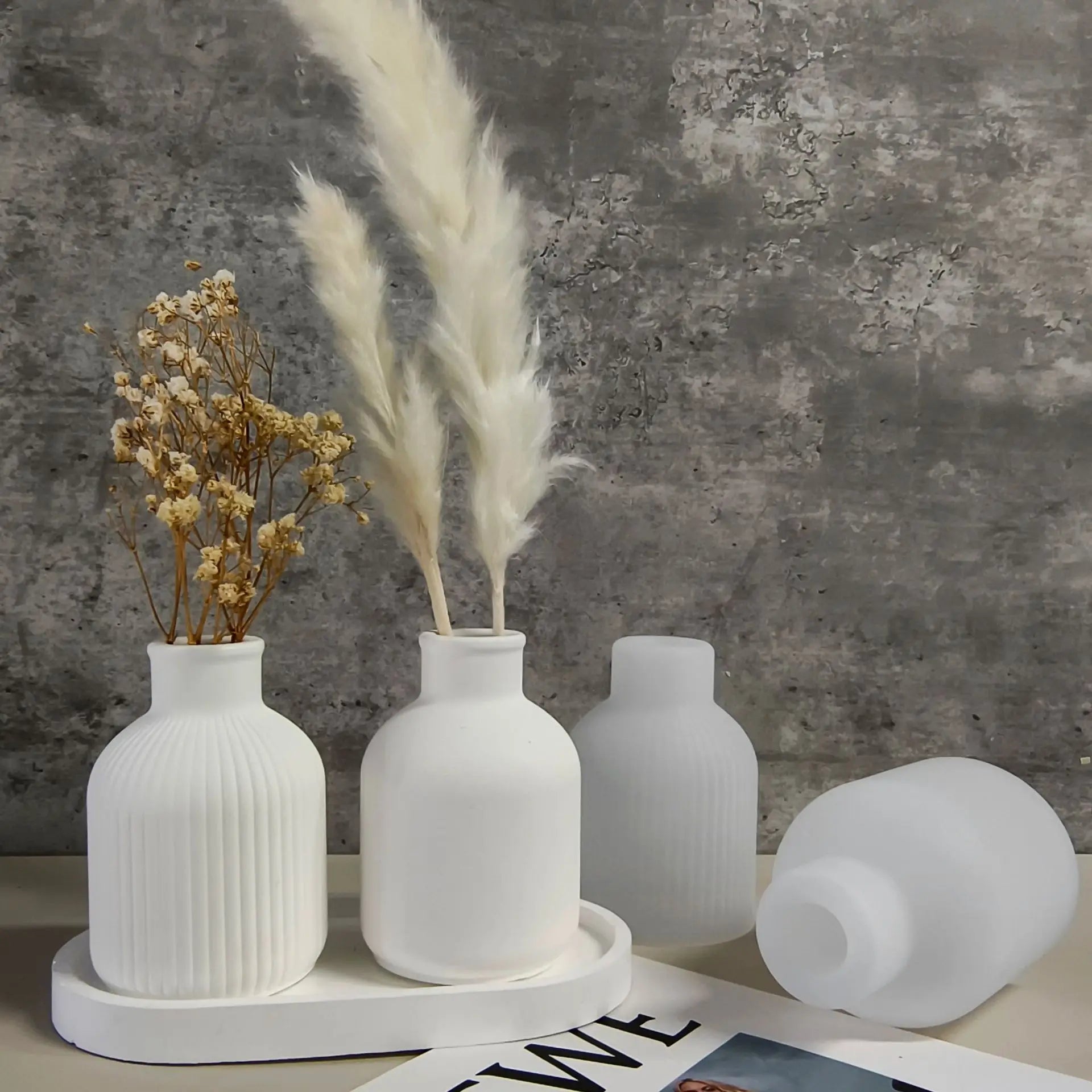 Stripes Vase Silicone Mold DIY Gypsum Vase 3D Ornaments Molds Epoxy Plaster Concrete Flower Pot Mould Gardening Decoration Oasis Select