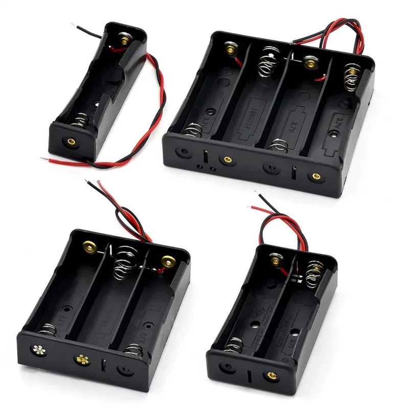 1/5pcs Black Plastic AA LR6 HR6 Battery Storage Case Clip Holder Container 1X 4X 18650 Battery Storage Box Case Wire Lead Pin Aa Oasis Select