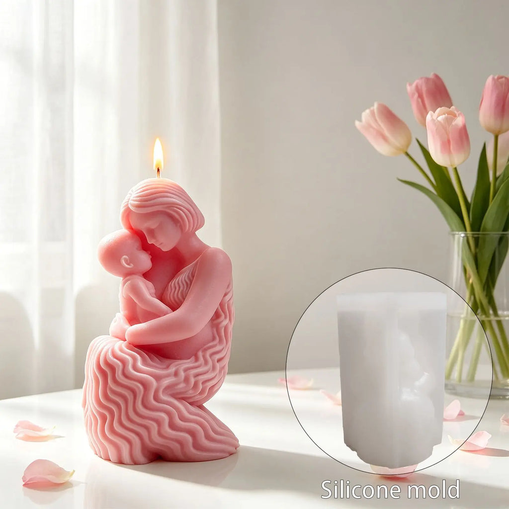3D Mother & Baby Hug Silicone Mold | Candle & Plaster Craft