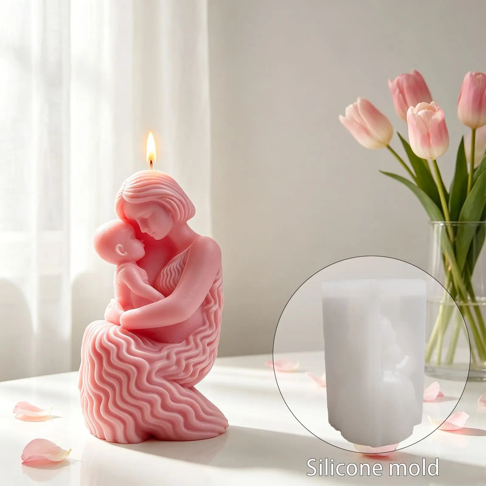 3D Mother & Baby Hug Silicone Mold | Candle & Plaster Craft