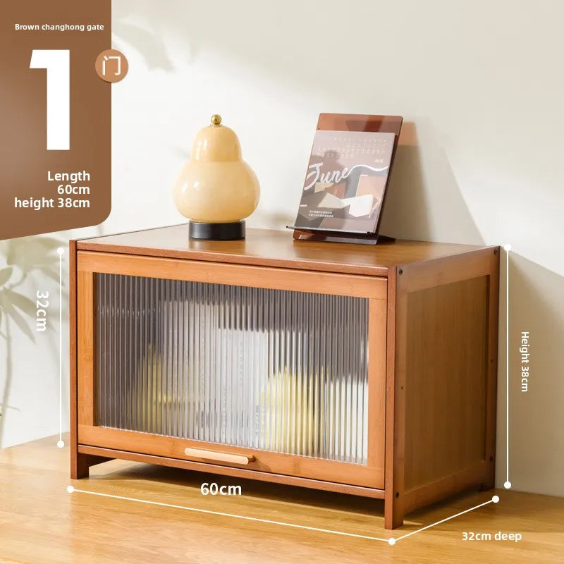 with door dustproof floor rack children's book cabinet household living room multi-layer storage cabinet storage display cabinet Oasis Select 60 long one doors