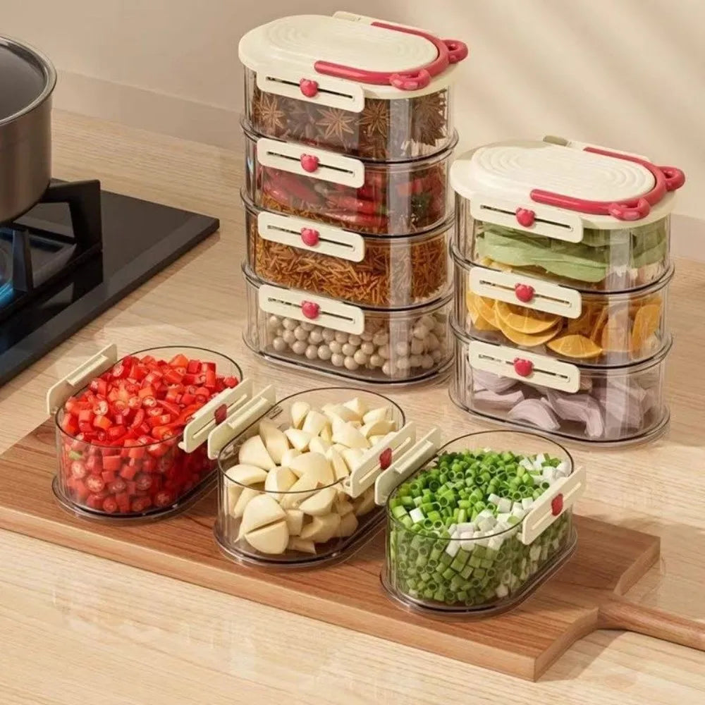 Stackable Spice Storage Box | Moisture-Proof Snap-On Lid