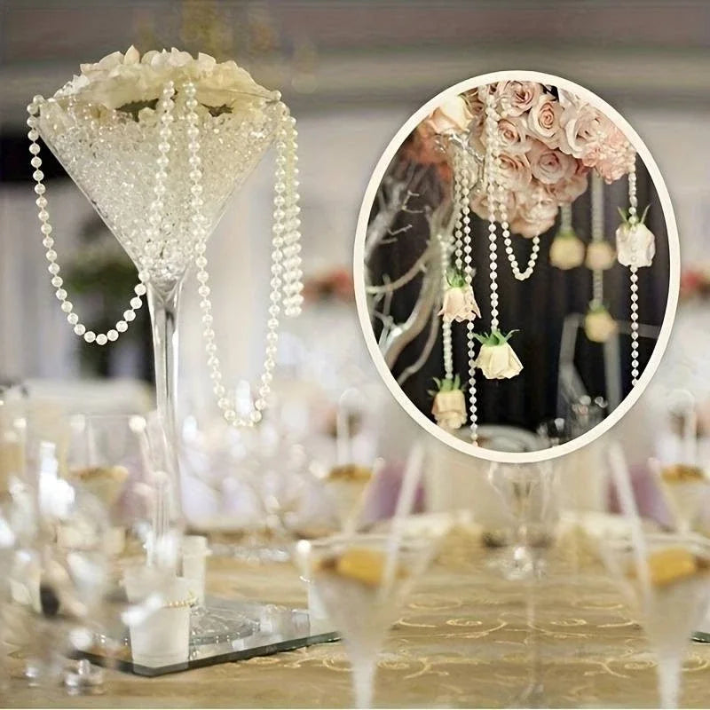 25M 6MM Bead Ball Chain Craft Pearls String Faux Pearl Garland Spool Roll Strand Wedding Party Christmas Tree Decorations Oasis Select