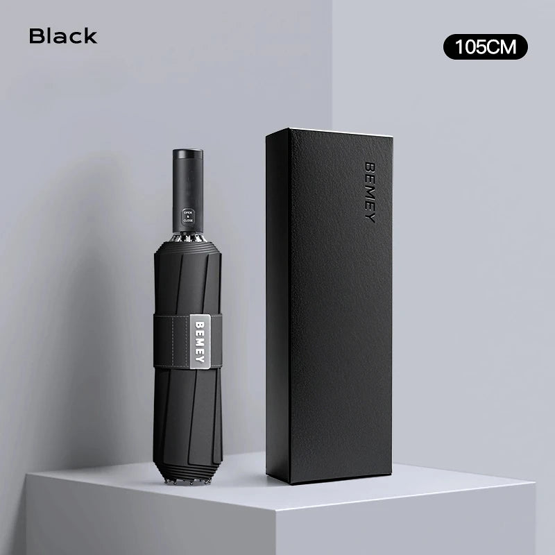 Fully Automatic Umbrella Enlarged Thickened and Reinforced Large Folding Umbrella for Heavy Rain Oasis Select Black 105cm 10K full-fiber