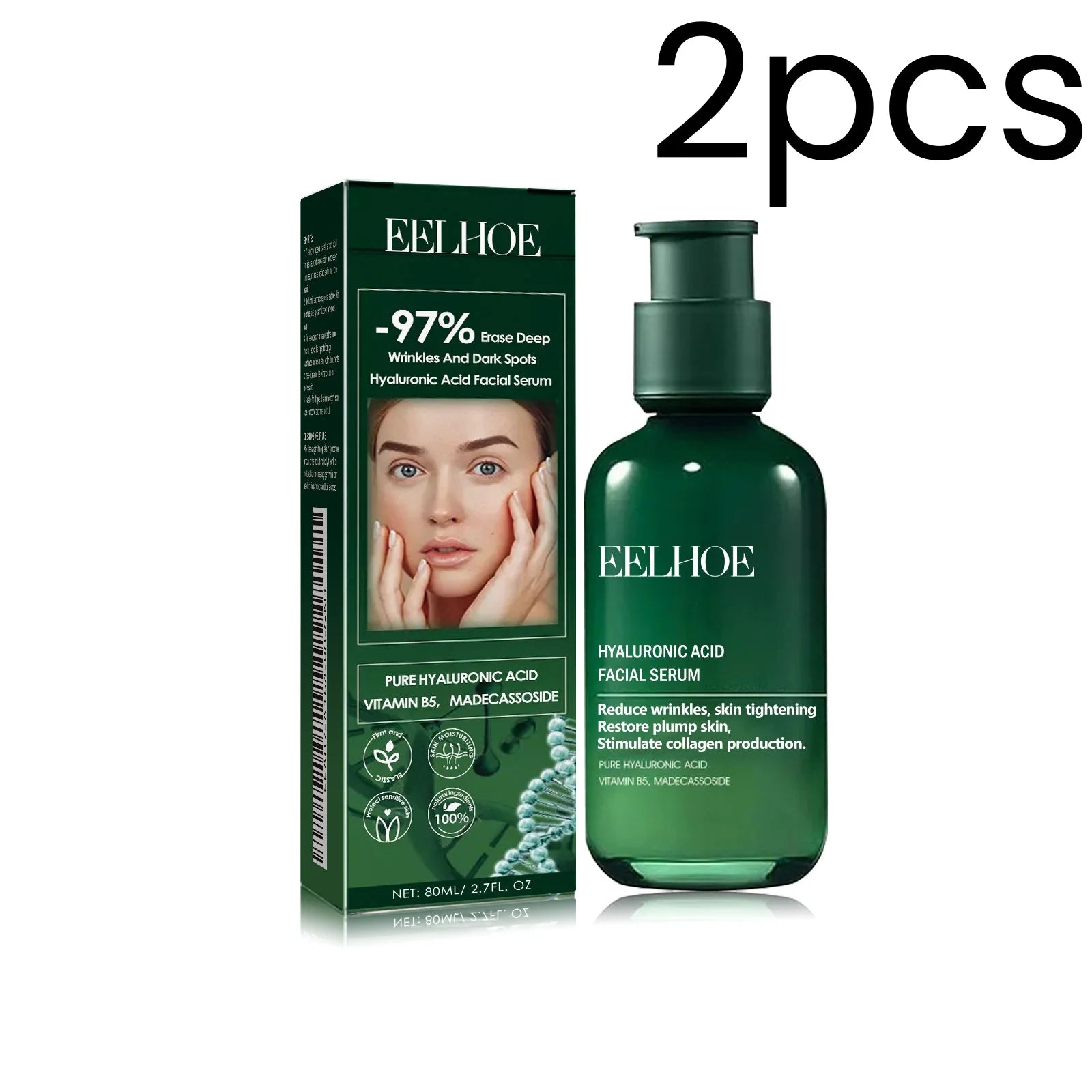 EELHOE Hyaluronic Acid Anti-Aging Face Serum 80ml – Firm & Hydrate Hyaluronic Acid Serum Oasis Select 2pcs