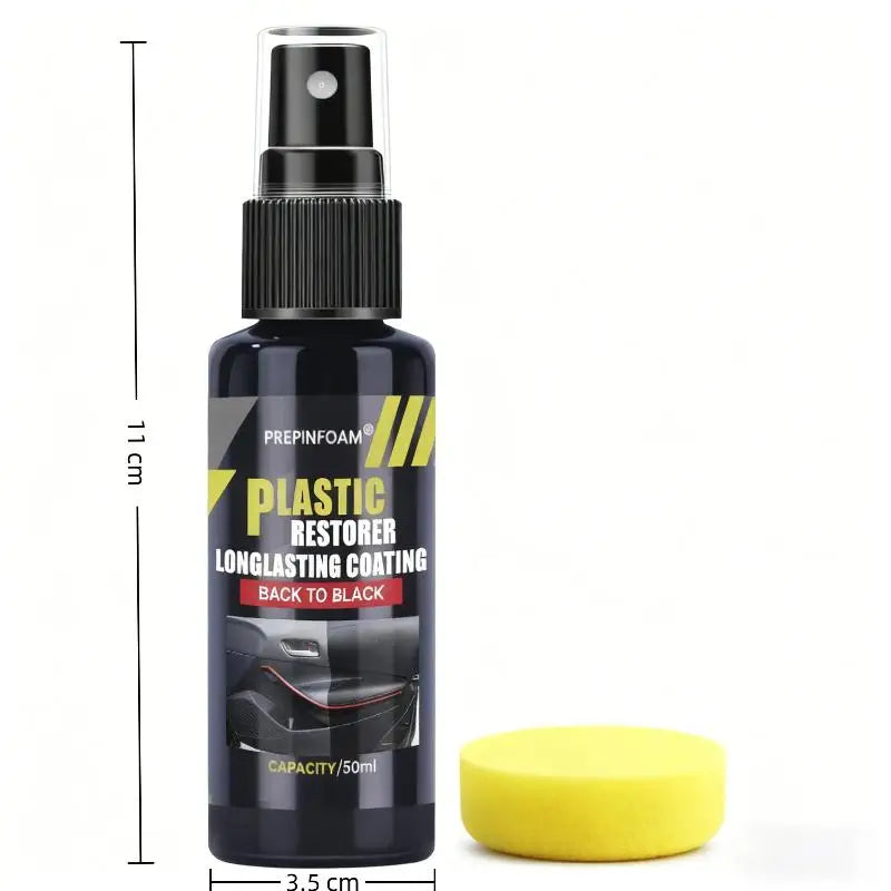 Car Plastic Restorer Coating Agent Auto Plastic Rubber Exterior Repair Clean Refresh Restoration Agent Black Shine Seal Brighten Oasis Select 50ml with sponge