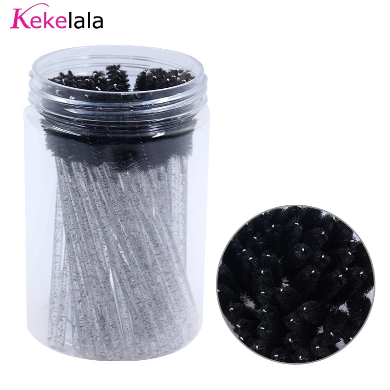 50pc Disposable Mascara Wands & Spoolie Brushes in Bottle Mascara Wand Spoolies Oasis Select black in bottle