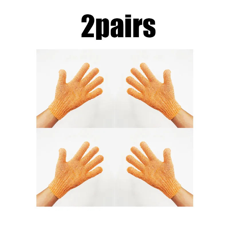 1/2/3pairs Body Cleaning Gloves Washcloth Soft Brush Home Hotel Bathroom Shower Ball Back Scrubber Exfoliating Skin Bath Gloves Oasis Select 2pairs orange
