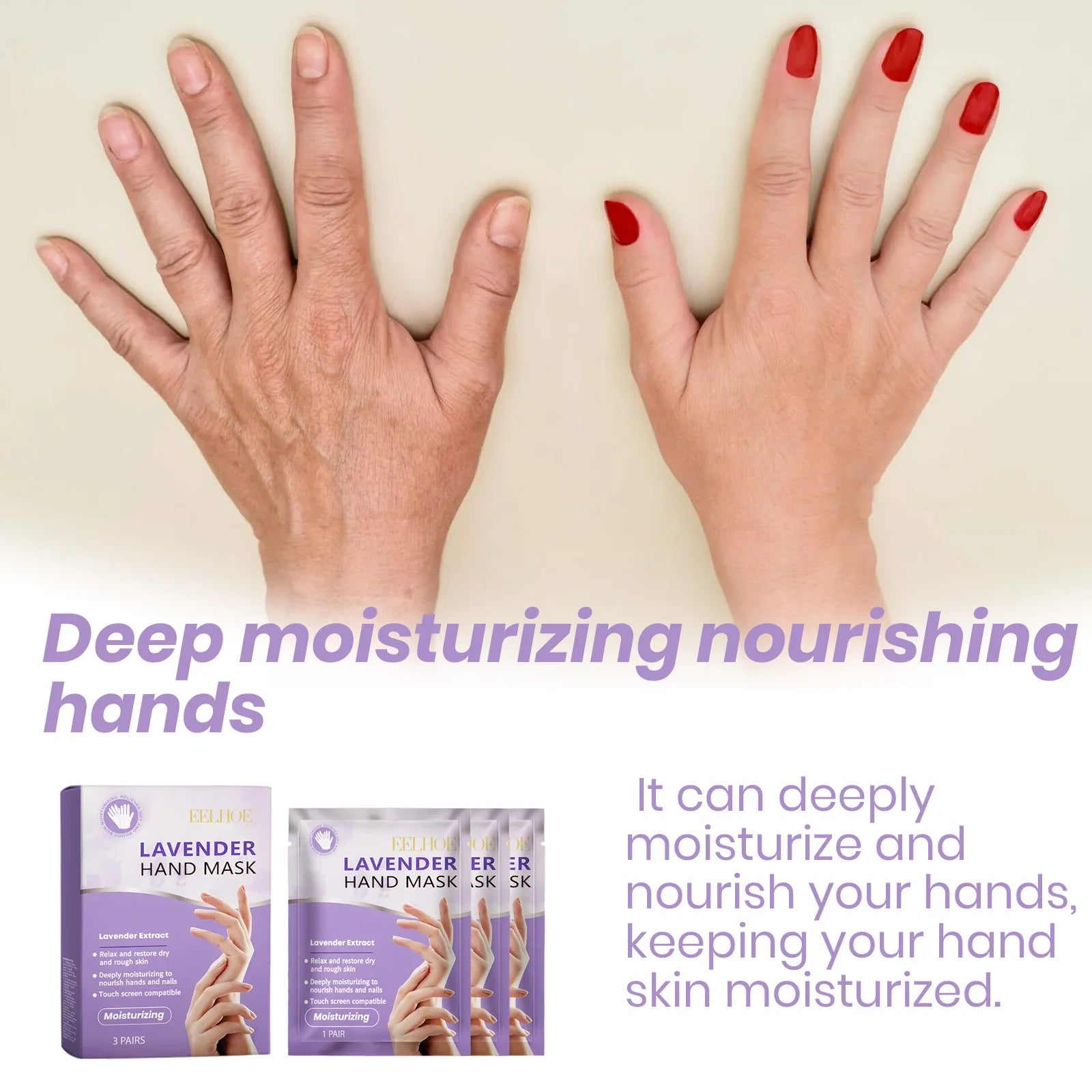Niacinamide Hand Mask – Moisturizer for Dry Rough Hands (3 Pairs)