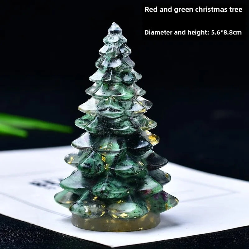 New Natural Crystal Crushed Stone Christmas Tree Resin Decorative Item for Home Desktop Decoration Christmas Display Oasis Select G 5.8cm x 8.8cm