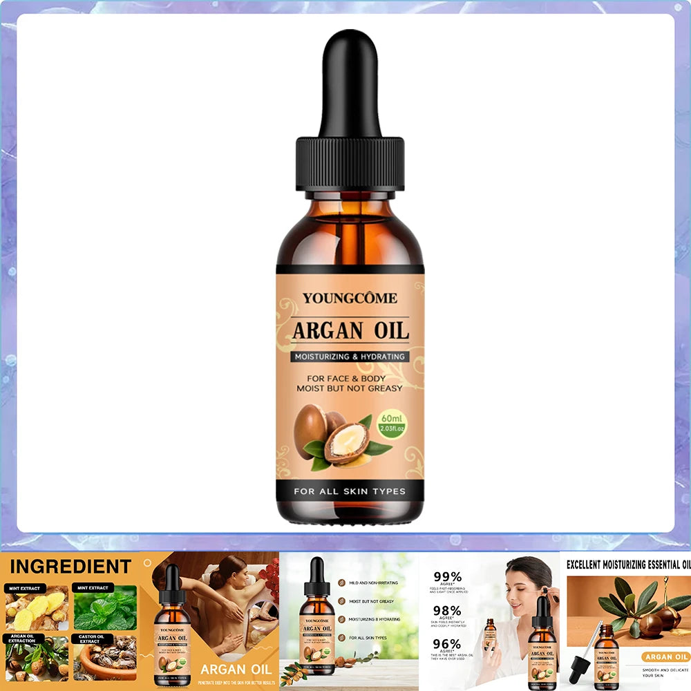 Moroccan Argan Oil Hair Serum – Frizz, Shine & Split Ends Hair Oil Serum Oasis Select 60ml
