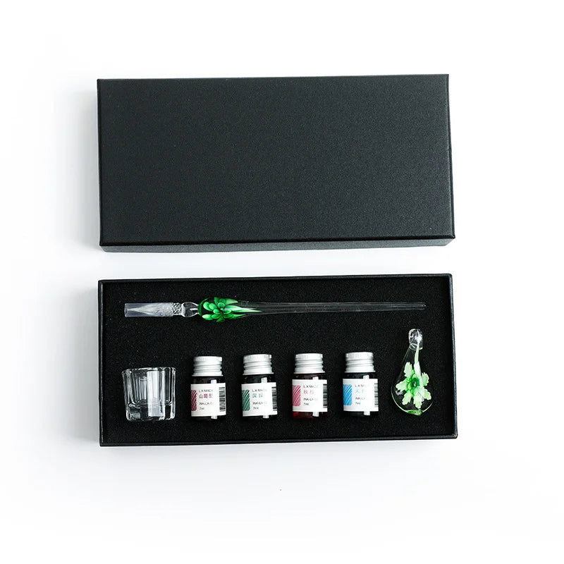 Flower glass dipping pen, student stationery, glass pen, crystal glass pen, birthday gift pen set Oasis Select 10