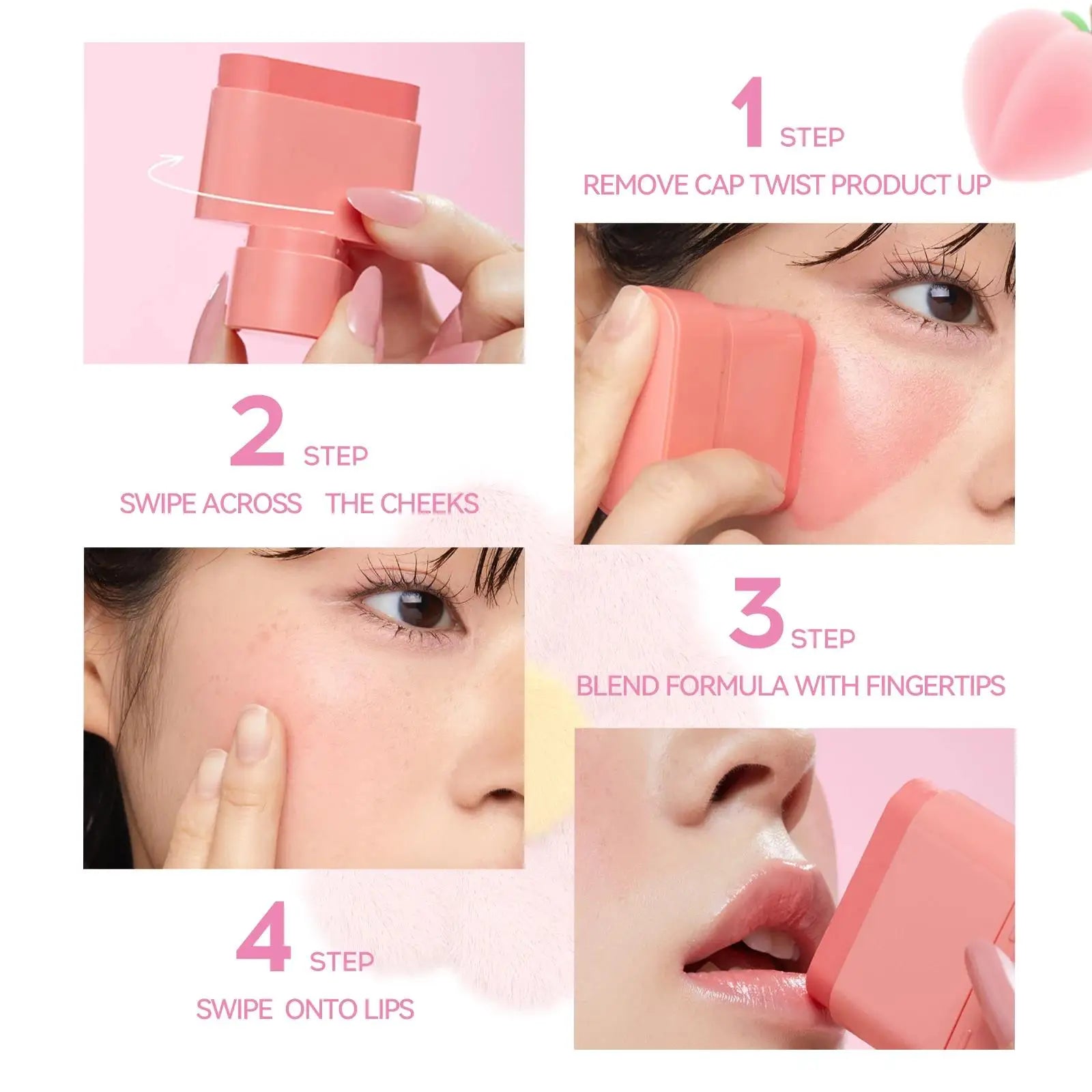 Waterproof Cream Blush Stick 2in1 Lip Cheek Tint Long Lasting Fruity Flavor Highlighter Contouring Makeup Blendable Oasis Select