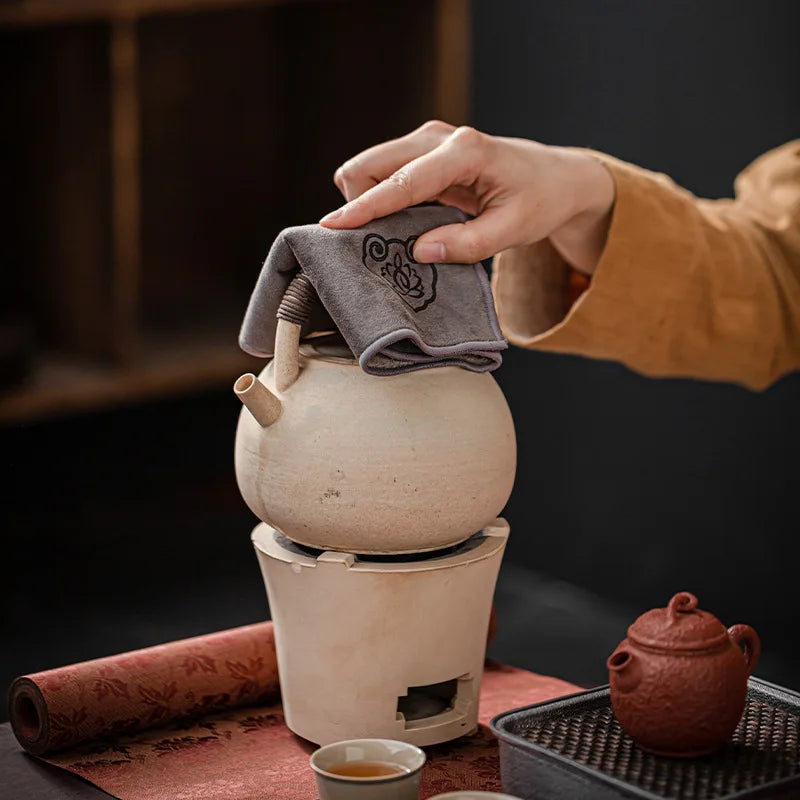 Tea Towel Thickened Absorbent Soft Kitchen Cleaning Cloth Plush Imitation Deerskin Towel Table Mat Pad Coaster Tea Accessories Oasis Select