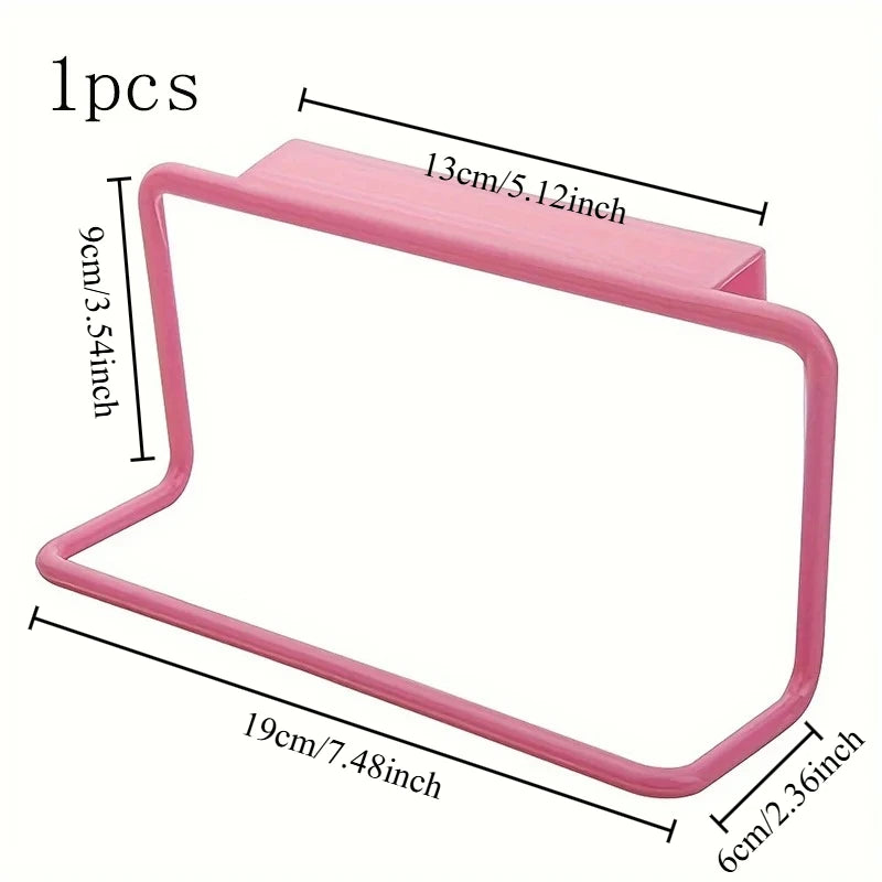1PCS Cabinet Door Single Pole Towel Rack Plastic Non Marking Cloth Hanger Miscellaneous Items No Need To Drill Holes Oasis Select pink