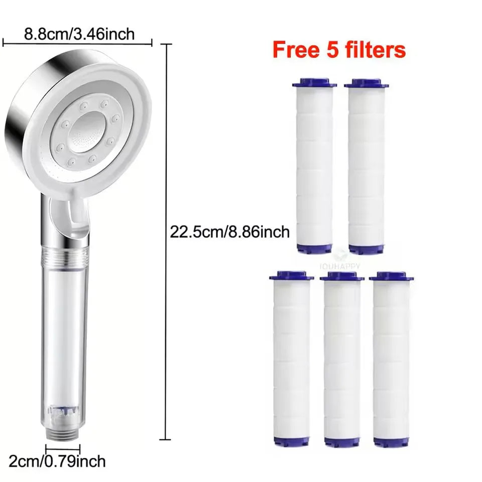 New High Pressure Shower Head Set 5 Jet Modes Adjustable Shower Head with Filter Large Water Flow Spray Bathroom Accessories Oasis Select SET-A