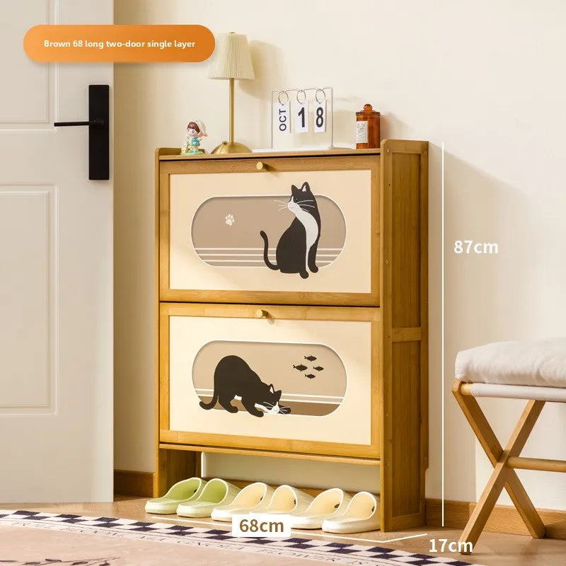 multi-layer strong and durable storage cabinet at the door of the home, good-looking indoor dust-proof Nanzhu shoe cabinet Oasis Select Brown 2-70