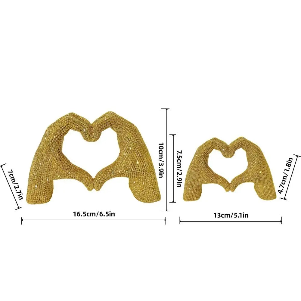 Abstract Resin Heart Finger Sculpture – Decorative Love Statue