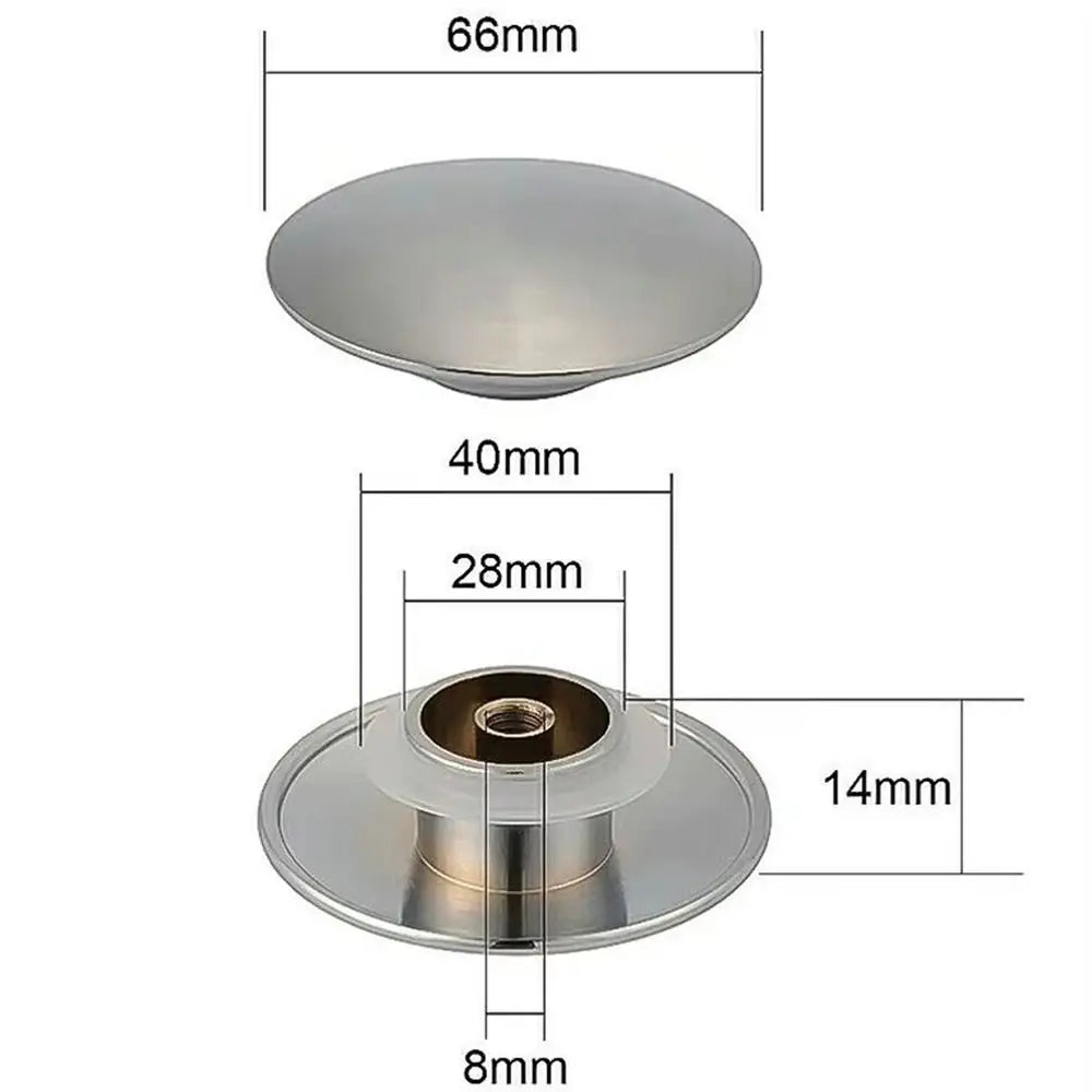 1Pcs Push Button Waste Sink Plug Click Clack Alloy Drain Stopper Silver 66mm Basin PopUp Cap Replacement Part for Bathroom Sink Oasis Select