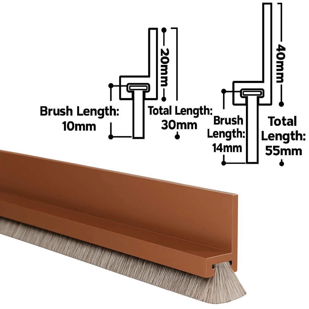 Professional PVC Door Draft Stopper Self Adhesive 100cm Brush Door Seal Brush Design Insect Prevention Weather Stripping Bedroom Oasis Select