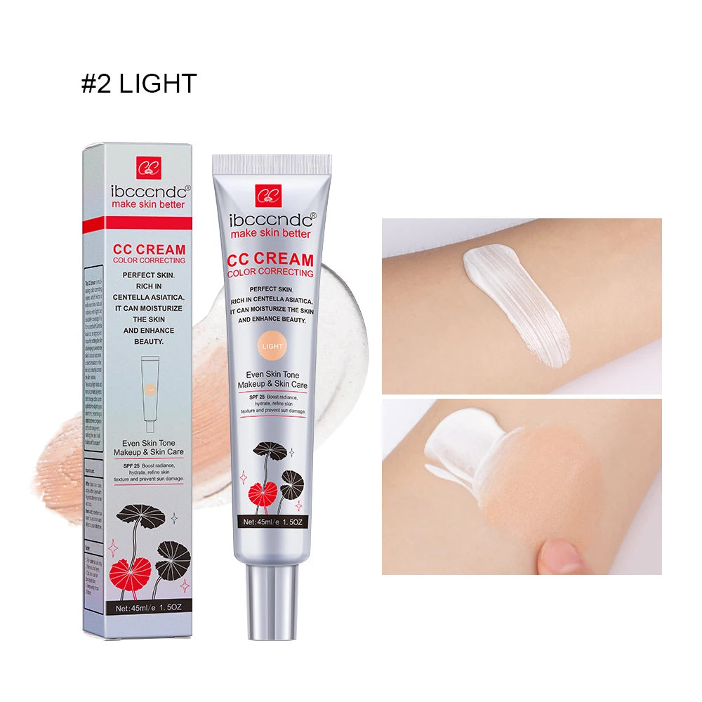 Correcting CC Cream Foundation Moisturizing Waterproof Even Skin Tone Base Makeup Lasting Conceal Pores CC Cream Primer Cosmetic Oasis Select 2 Light