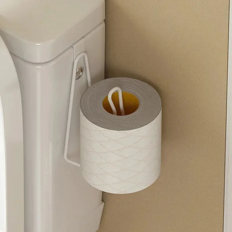No Drill Wall Mounted Stainless Steel Toilet Paper Holder, Space Saving Bathroom Tissue Rack for Indoor and Outdoor Use Oasis Select white
