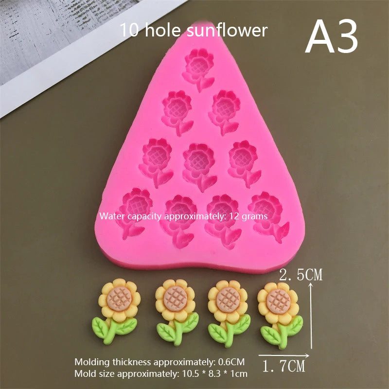 Cute Cartoon Flowers Bow Bee Fondant Silicone Molds DIY Cupcake Fondant Cake Decorating Chocolate Candy Baking Mold Oasis Select A3