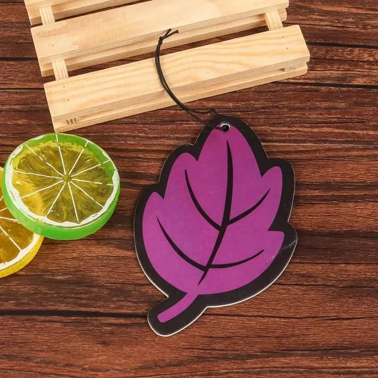1/2/3/4Pcs Car Air Freshener Natural Scented Tea Paper Auto Hanging Vanilla Perfume Fragrance Leaf Shape Car Interior Oasis Select 1pcs-purple