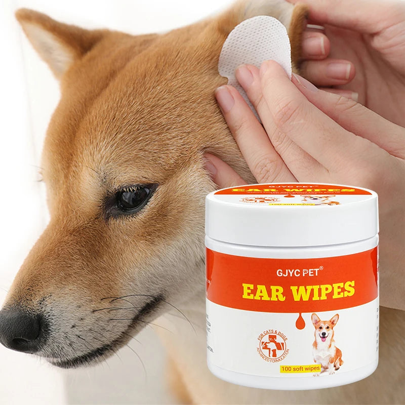 Pet Ear Wet Wipes Dog Ear Odor Remover Anti Ticks Mites Relieve Itching Non Toxic Against Infection Cat Ear Cleaning Paper100pcs Oasis Select
