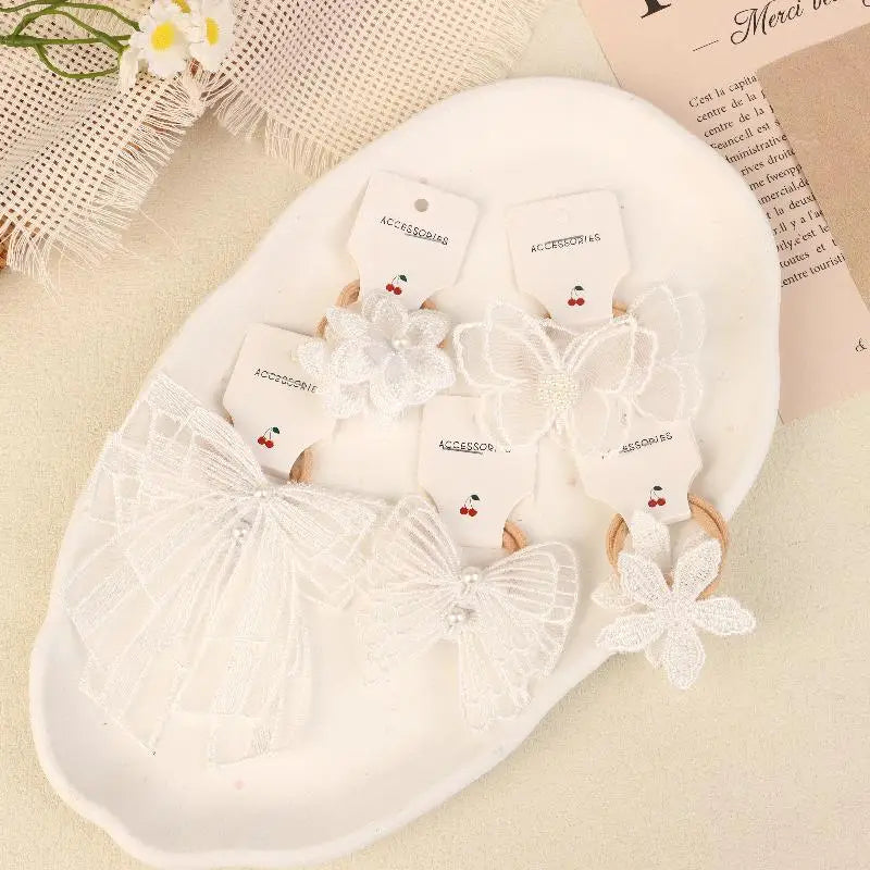 10-Pack Lace Butterfly Bow Hair Ties for Girls | Cute Set Girls Hair Accessories Oasis Select 01