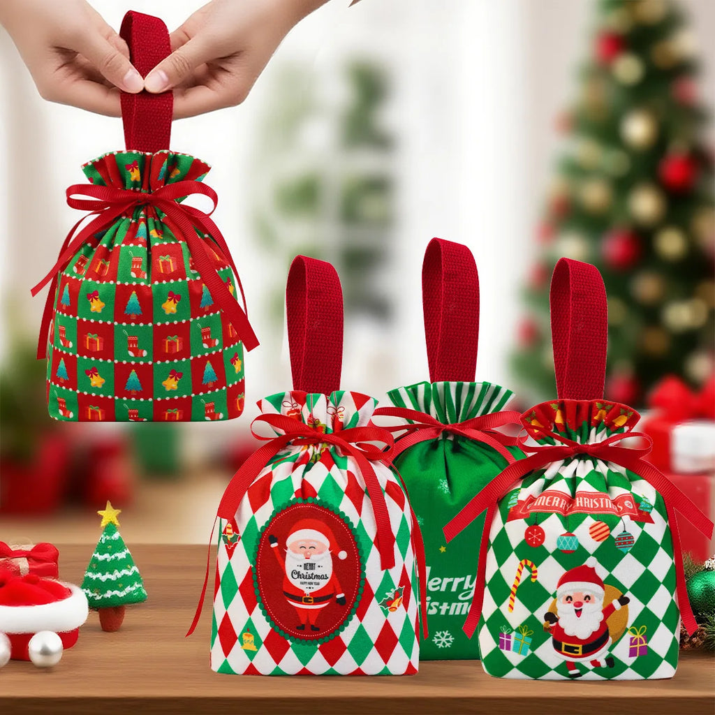 High Quality Velvet Christmas Gift Bag Drawstring Candy Box Reusable Diy Christmas Apple Bags Home New Year Party Decoration Oasis Select