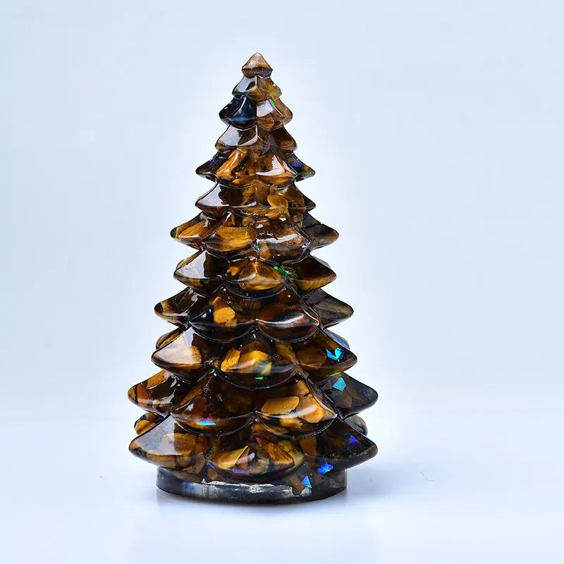 New Natural Crystal Crushed Stone Christmas Tree Resin Decorative Item for Home Desktop Decoration Christmas Display Oasis Select