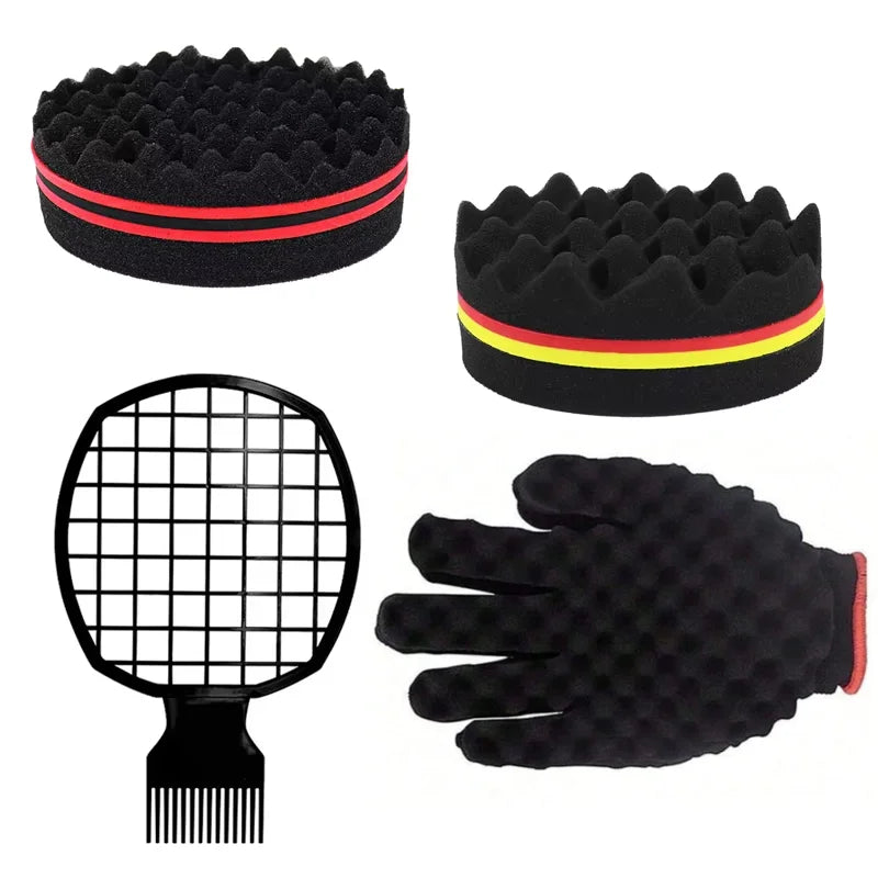 2pcs Afro Twist hair comb sponge for men and women's curly hair sponge brush for hairdressers and personal curly hair styling Oasis Select
