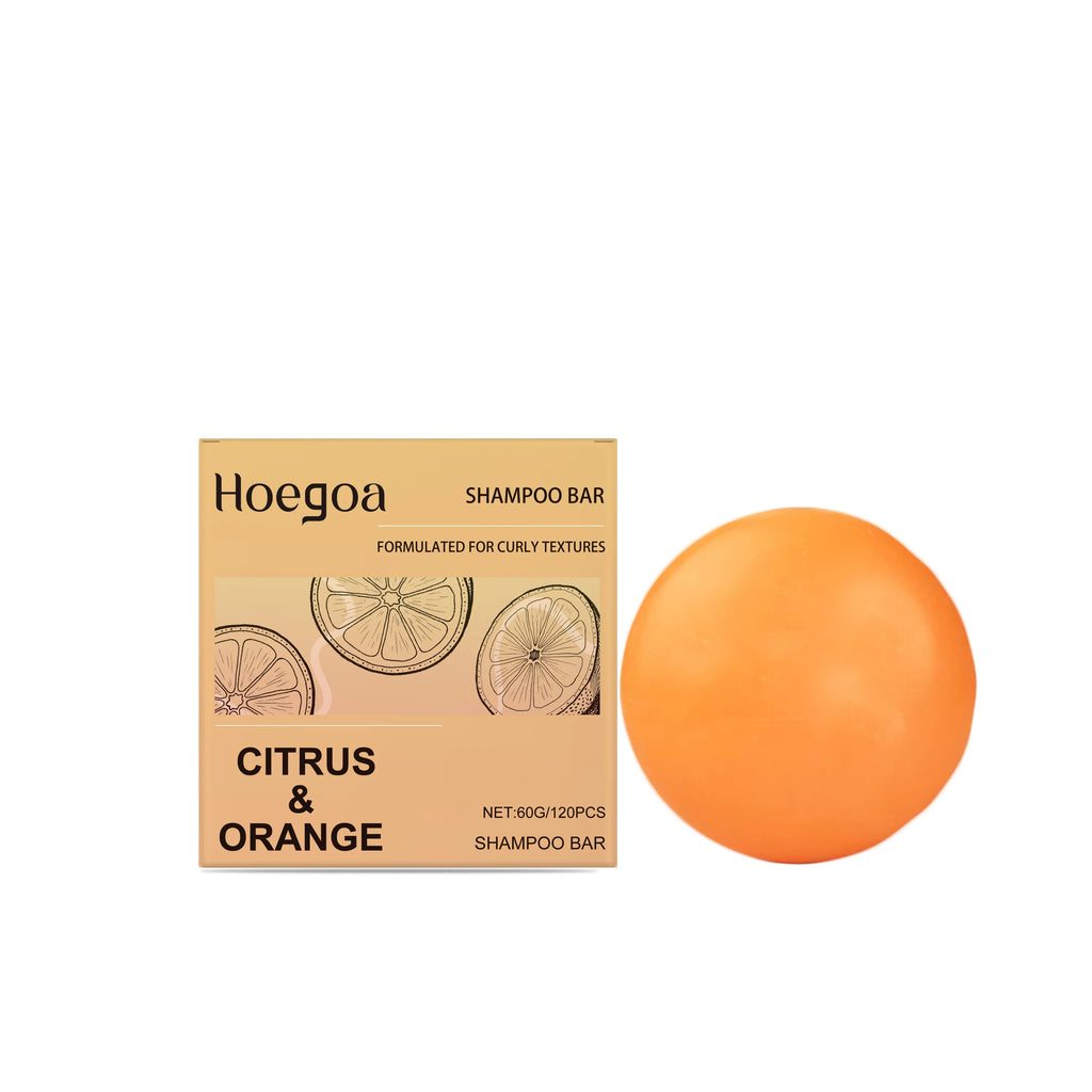 HOEGOA Citrus Orange Shampoo Bar – Nourishing & Moisturizing Solid Shampoo Bar Oasis Select 60g boxed