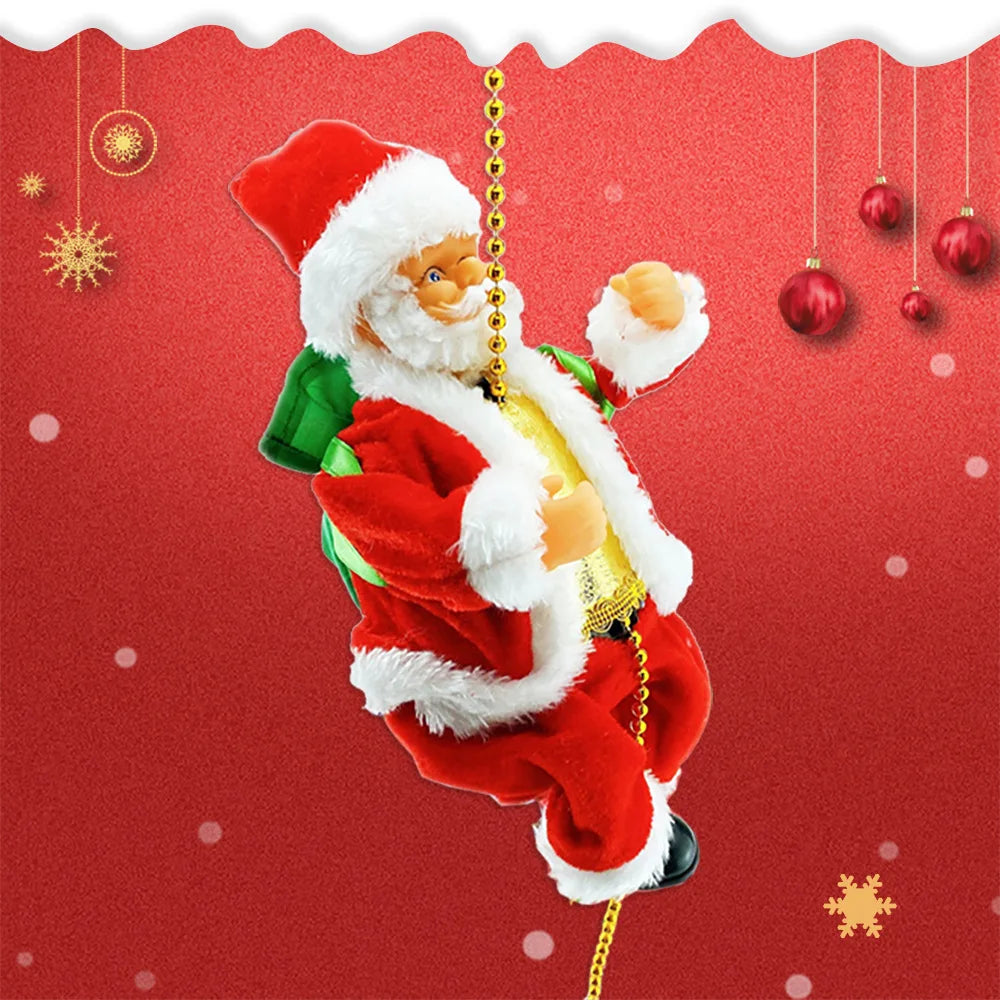 Santa Claus Climbing Beads Music Electric Doll Rope Climbing Santa Christmas Gift For Children Electric Toys Oasis Select