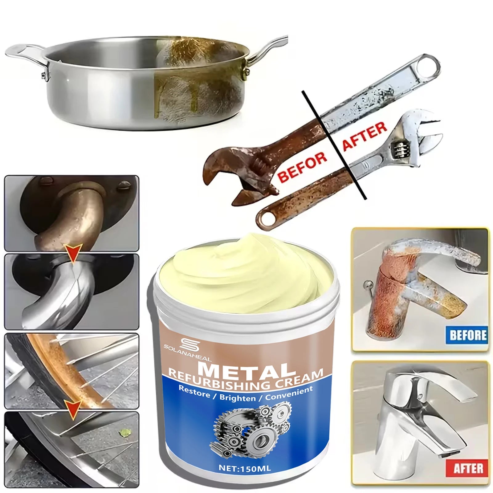 Professional Metal Polishing Paste Multi-Purpose Repair Cream Chrome Polishing Automotive Use Metal Care Oasis Select