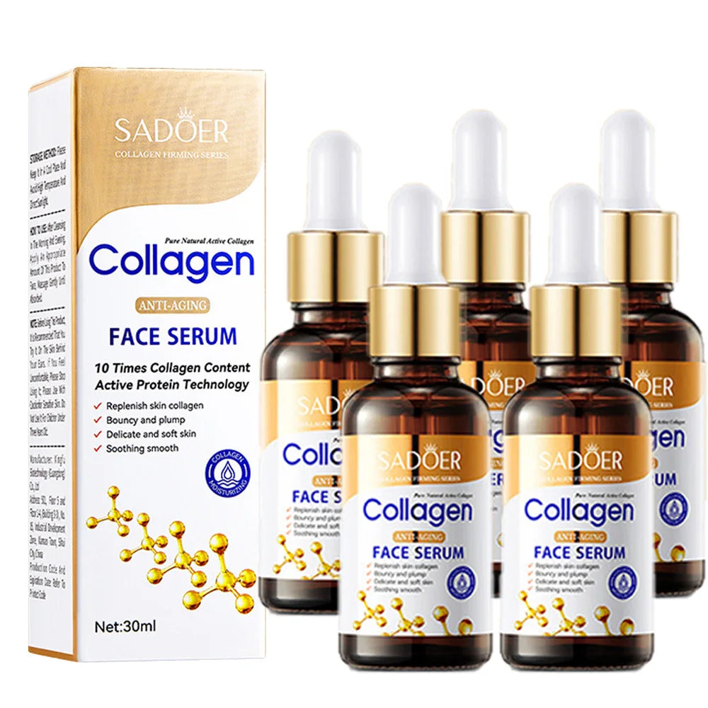 1/3/5pcs SADOER Collagen Face Serum skincare Facial Essence Liquid Anti-aging Moisturizing Nourishing Facial Serum Skin Care Oasis Select 5pcs