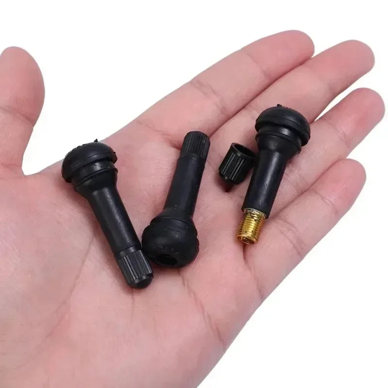 TR414 Tubeless Car Wheel Tire Valve Stems with Caps Tyre Rubber Valves with Dust Caps Black Rubber Valve Stems Accessories Oasis Select