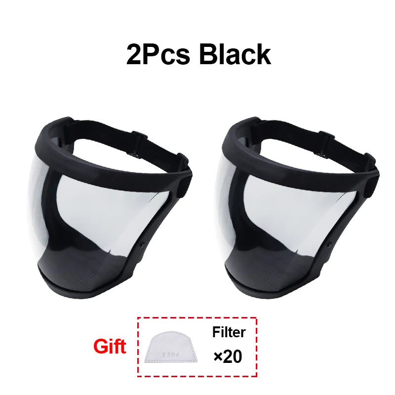 Work Protection Mask Transparent Facial Shield Transparent Facial Protector Face Protective Screen Kitchen Accessories Gadgets Oasis Select 2pcs Black