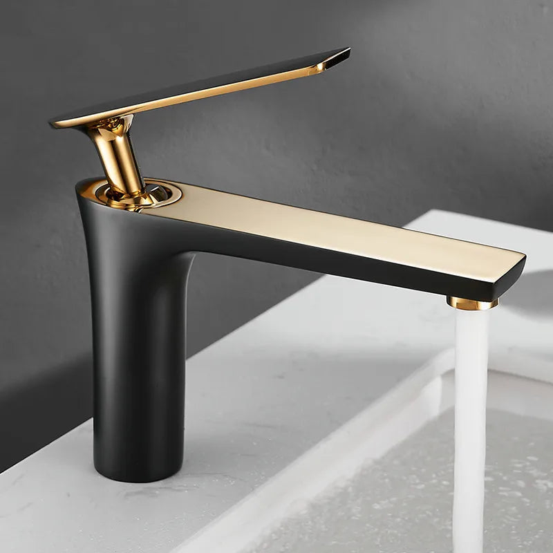 All Copper Black Gold Basin Faucet Sink Hot and Cold Faucet White Heightened Bathroom 1/2,3/8 Oasis Select